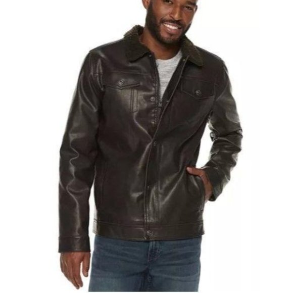 XRAY Men's Faux Leather Coat Motorcycle Biker Jacket Black Large - Picture 6 of 10